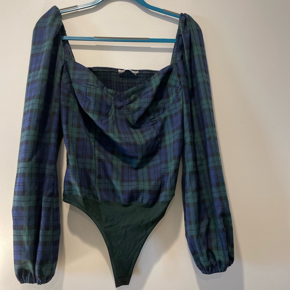 Plaid long sleeve bodysuit